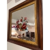 Image 2 : Victorian Reverse Painted Mirror Encased in Walnut Beveled Frame 30x30