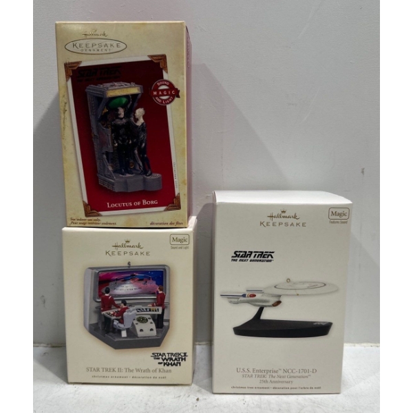 Star Trek - USS Enterprise NCC 1701-D, Wrath of Khan, Loctus of Borg Hallmark Ornaments