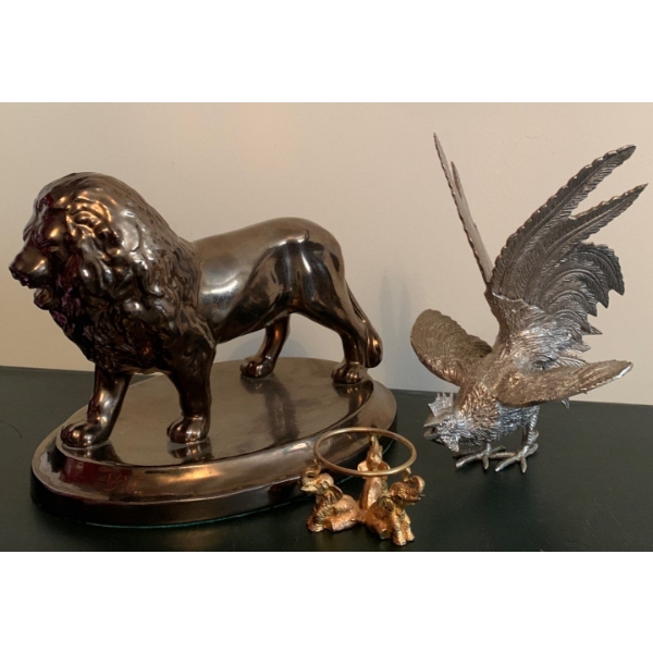 Metal & Brass Decorative Figures - Lion (10L), Rooster, more 