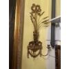 Image 1 : Hand Carved Palladio Neoclassical Gilt Wood Wall Sconces(2) 28" Tall