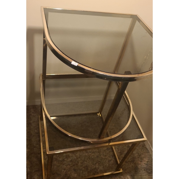 Metal and Glass Side Tables 21 W, 21 D, 18 T and 21 W, 20 D, 18 T (1)