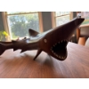 Image 4 : Antique Hand Carved Wooden Whale With A Hand Carved Wooden Shark With Real Shark Teeth 