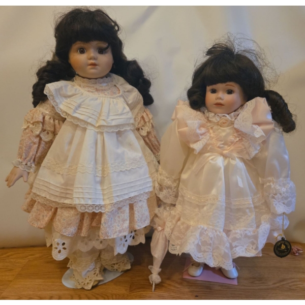 Porcelain Dolls: Country Sisters (Brinns 1988), Tallest is 19T 
