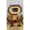 Image 4 : Vintage Wooden Jewelry Box with Mirror, Brass Candlesticks, Ceramics, and Decorative Items