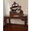 Image 2 : Art Nouveau Mahogany Table w/ Mirror - 67.5W, 26D, 77T