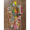 Image 1 : Beaded Costume Jewelry and Pinback Buttons with Decorative Tin