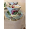 Image 3 : Vintage Foley bone china teacup saucer in the Glengarry Thistle pattern. 5cups, 6 saucers,1 plate