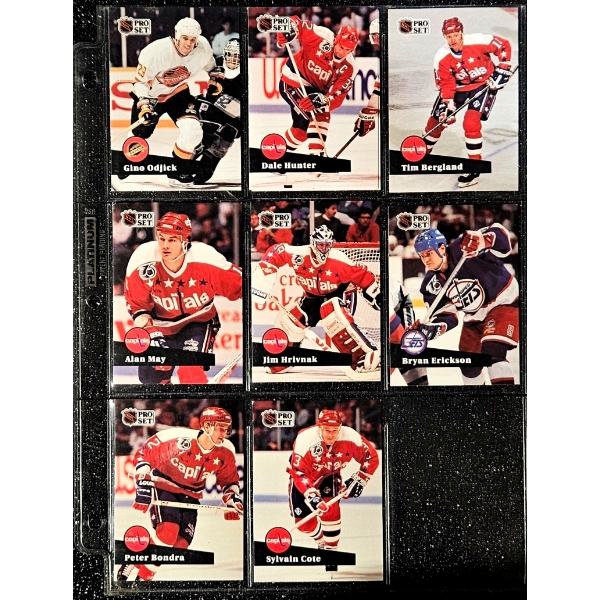 A Collection of Hockey Cards From The 1990-91 Pro Set Series / Washington Capitals
