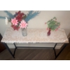 Image 1 : Lite-Weight Console Table w/ Floral Decor & Doily  42" x 11" x  28" tall 
