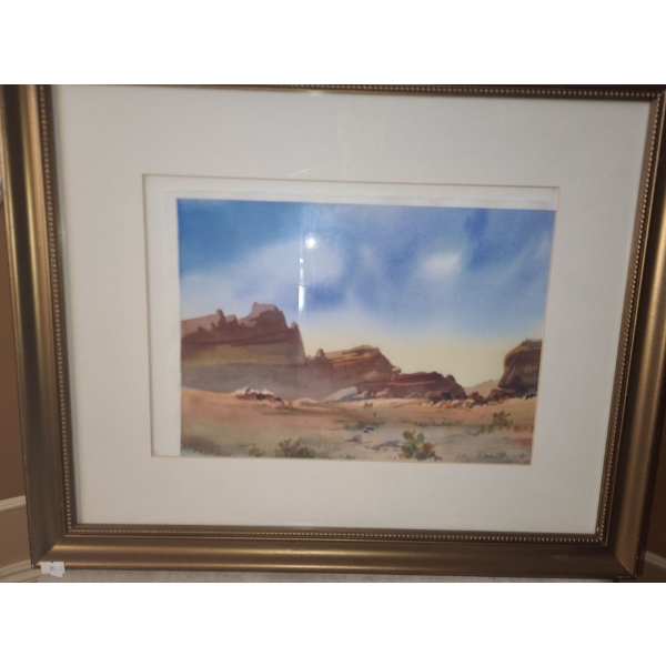 Watercolor 22.5 X 18.5 (Art Has Shifted in Frame as Shown), Framed Under Glass
