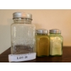 Image 2 : Depression Glass Salt/Pepper Shakers, 2 1/2 w, 5 h.  Braids Vintage Coffee Jar 4 w, 7 h, 4 d