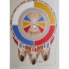 Image 3 : Artwork Is A Navajo-Style Sand Painting Featuring A Central Shield Motif & Hanging Feathers12''*16IN