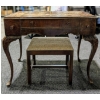Image 3 : Vintage Honderich Dark Oak Bureau w/ Chair Upholstered In Tweed 36"x19"x33"