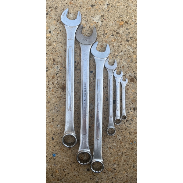6 Forged Alloy Steel Combination Wrenches SAE Sizes