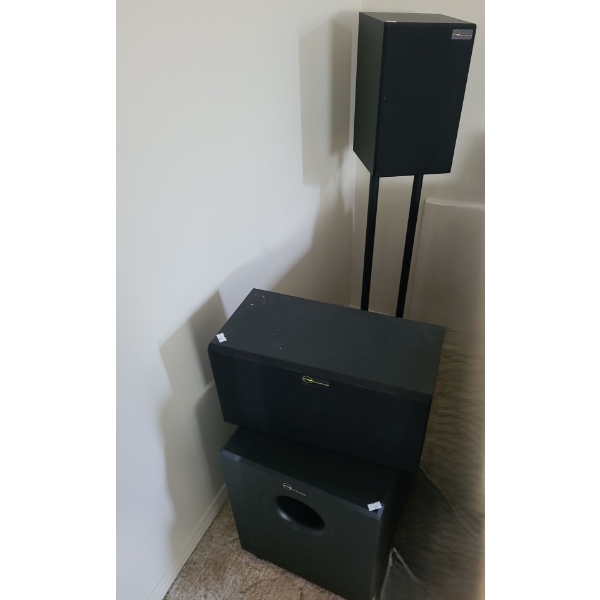 Nuance Speakers- 2 Stand: 8 W, 8 D, 42 T, Sub 17 W, 12 D, 17 T and Centre 15 W, 7 D, 8 T 