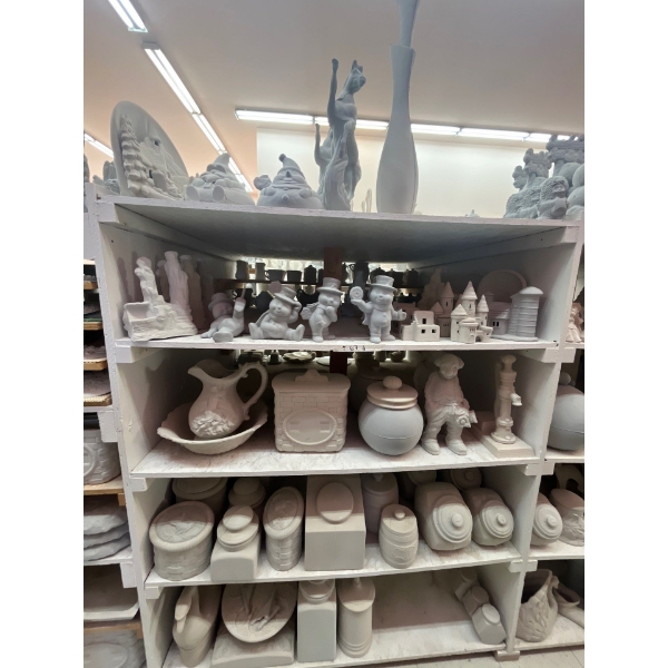  ceramic greenware all contents on shelf