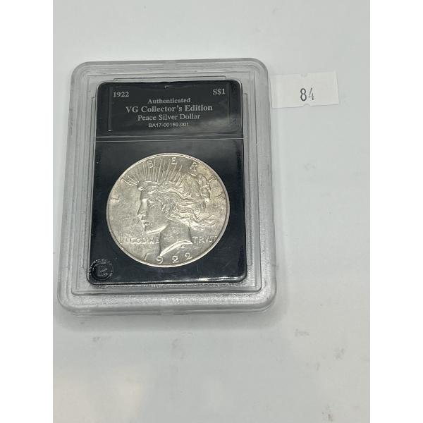 1922 Slabbed American Peace Dollar