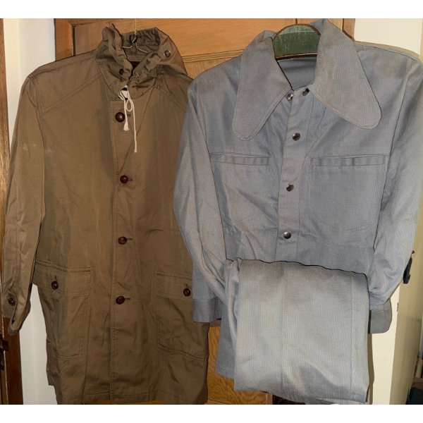 1940s French Army Bourgeron Uniform w/ Trousers w/ British MOD Style Light Jacket Size M