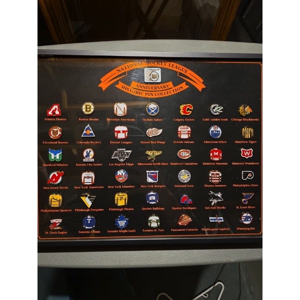 NHL Historic Anniversary Pin Collection- Mounted & Framed