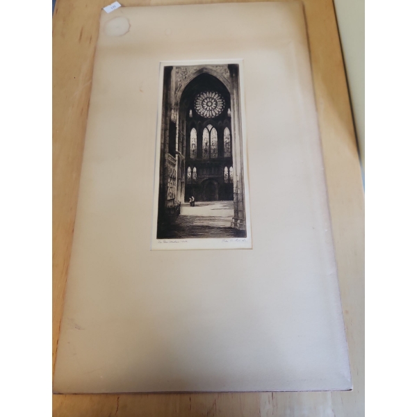 Etching "The Rose", Name Uncertain 18 X 11 W Including Matting