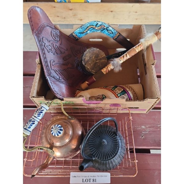 Copper Kettle, Den Den Daiko, Leather & Nazca Line Tripod Leather Seat Topper