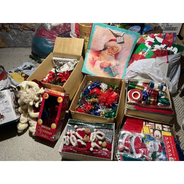 -large collection of Christmas gift, wrapping bags, bows, ribbons, walnut, mice, craft, and abundanc