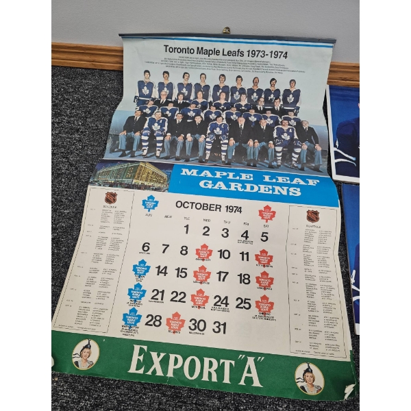 Toronto Maple Leafs 1973-1974 Memorabilia Collection Including Team Calendar and Player Prints
