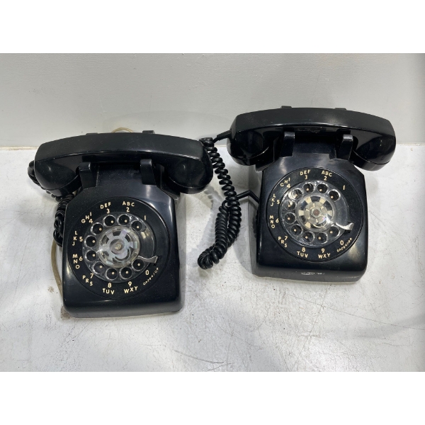 Pair of Vintage ITT Table Rotary Telephones
