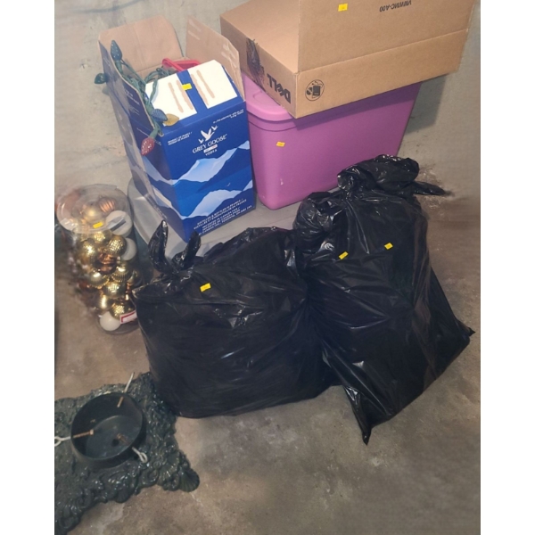 Huge Holiday Assortment Including: Wrapping Supplies, Ornaments, Table Decor, Tree Stand and More!