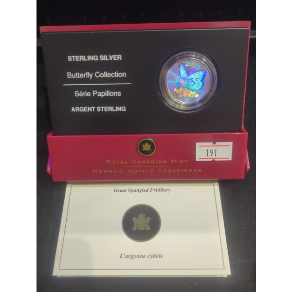 RCM 2005 Butterfly Collection The Great Spangled Fritillary Silver 9.25 Coin 9.30g