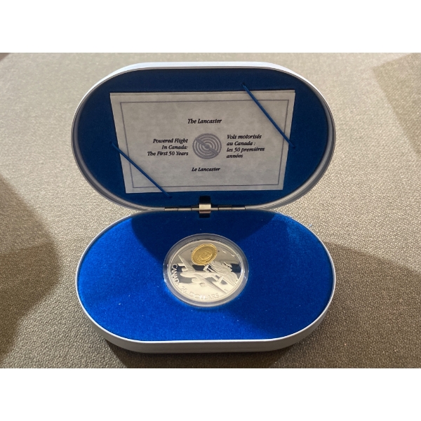 1990 Canada $20 Lancaster Coin: Sterling Silver and 24k Gold