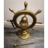 Image 2 : Brass Nautical Ship Wheel Bell-Functional Door Bell Or Decorative Sailor Gong  20"tall