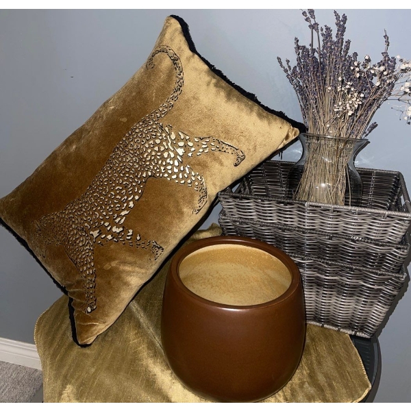 Home Comforts - Decorative Throw Pillows Leopard Print Faux Lavender Pottery Planter 