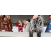 Image 2 : Trio of Snowmen 4 W, 5.5 T, Wooden Vase 4" Top, 11 T, Red Glass "Santa" 5 T, Winter Scene Glass 6 T