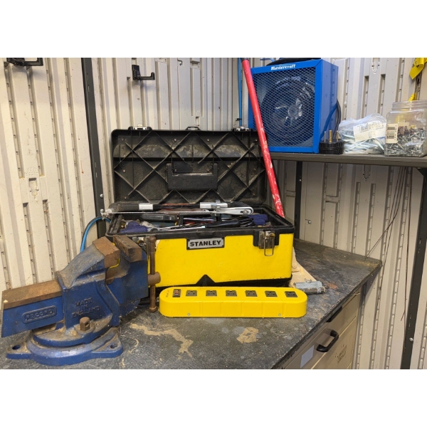 Stanley Tool Box & Power Bar w/Record 4" Clamp & Mastercraft Shop Heater++More
