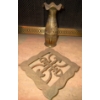 Image 2 : Vintage Hand Etched Indian Solid Brass Hand Painted Vessel/Vase with Trivet  7" tall