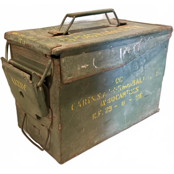 Metal Military Ammunition Box with Yellow Stencils