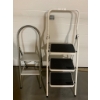 Image 2 : Two Folding Step Stools: LITE Brand Three-Step Stool and Two-Step Metal Stool, Cubby Storage Crates