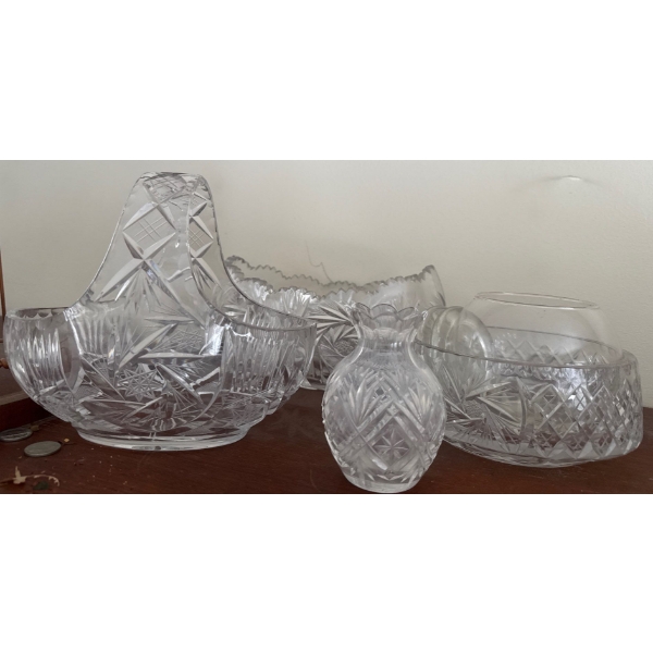 Crystal Collection Of Glassware & Collectibles- Basket & Bowls