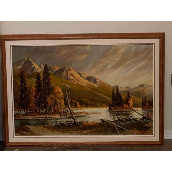 Meridith Evans Oil on Canvas Landscape Art 41x29 Autumn Mountain Horizon 