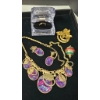 Image 1 : Gold-Tone Costume Jewelry with Necklace, Brooch, Ring, and Pendant