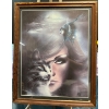 Image 1 : Luc Genot Portrait with Cat and Blue Bird Print 993  15Wx19H