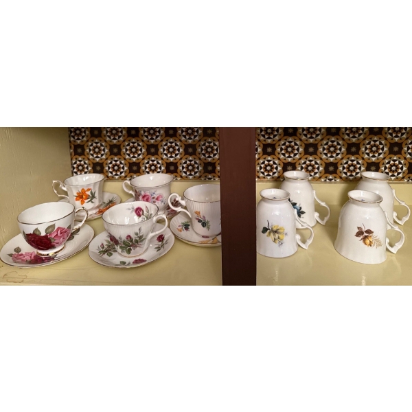 China Teacups & Saucers - Bluebird, Staffordshire, Royal Albert, Royal Trent, Elizabethan, QueenAnn