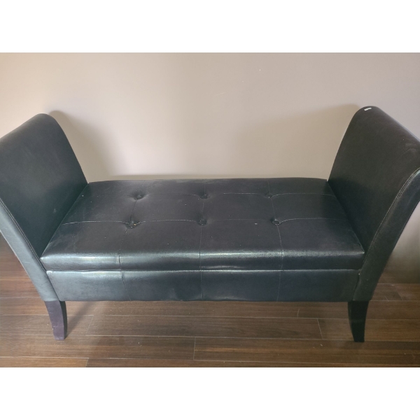 Dark Brown Faux Leather Bench 53 W, 18 D, 31 T