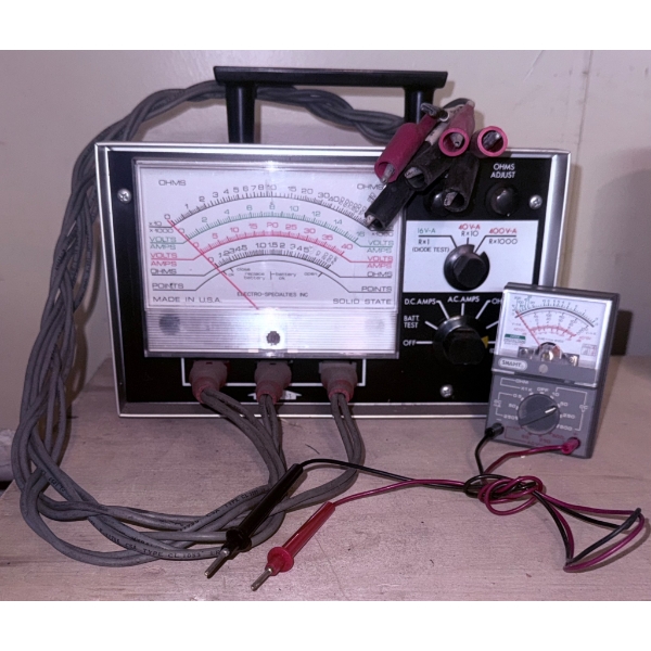 Vintage Solid State Battery Tester and Multimeter Set with Probes