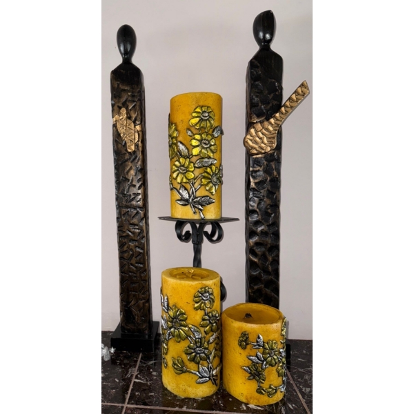 Molded Candle Collection Hand Carved Musician Idols 36T & Gothic Candle Stand 
