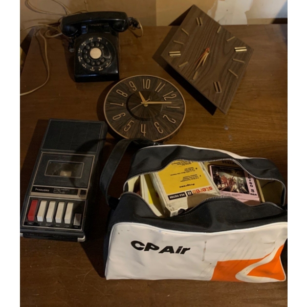 Vintage Living - Vintage Wall Clocks, Phone, 8 Track Collection, Holiday Cassette Recorder Model3871