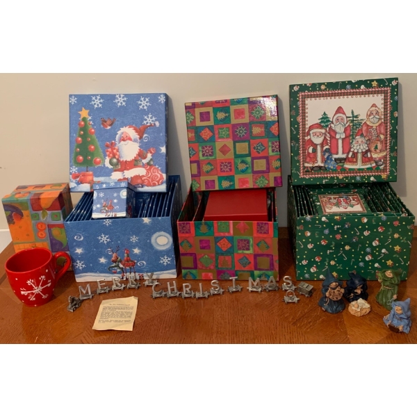Holiday Collection - Pewter Christmas Spread w/ Friar Folk Figurines Gift Box Stacks & More 