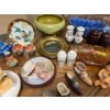 Image 3 : Carnival glass, serving dish, several sets of vintage and retro salt and pepper shakers, and a small