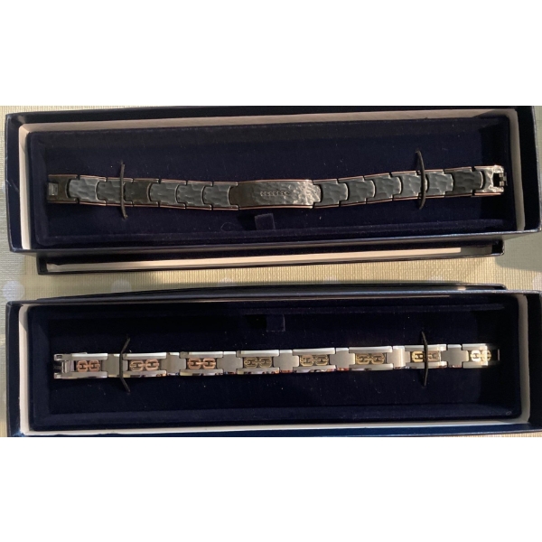 Black Stainless Steel Bracelet with Black Centre Stones Marked Inox 316L & Stauer Bracelet